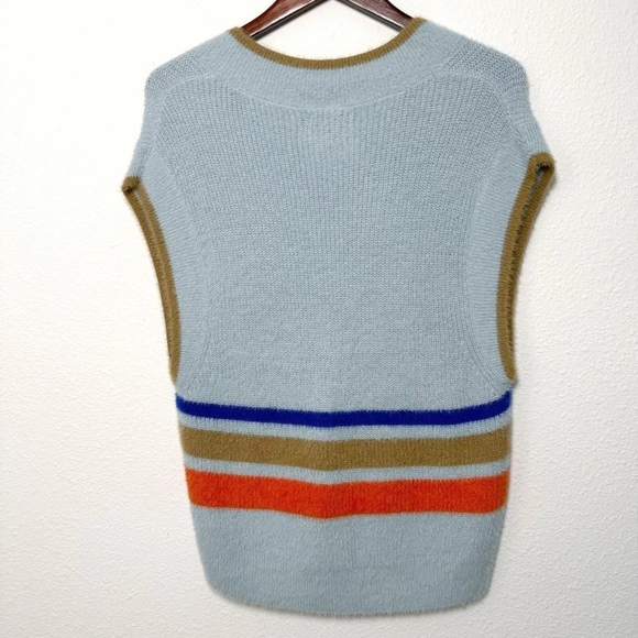 Urban Outfitters BDG Aden‎ Fuzzy Striped Sweater Vest Women's Size Small $59 - Picture 5 of 12